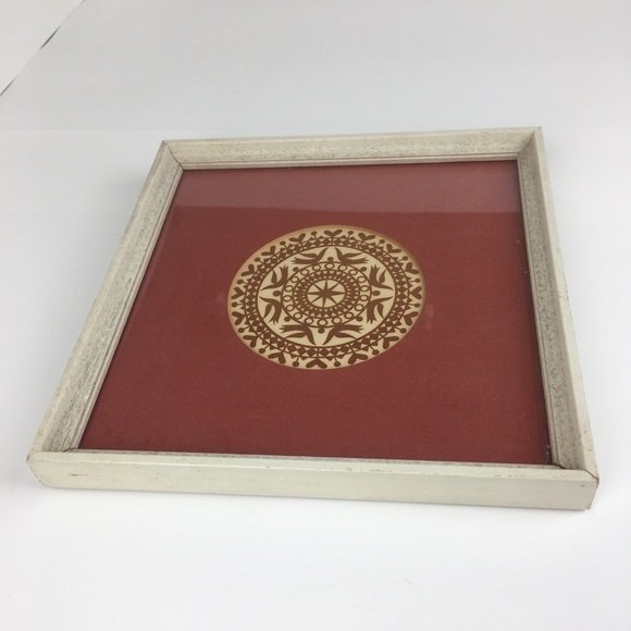 Cut Paper Design Stencil Matted Framed Picture Birds Heart Star Handcrafted VTG - Picture 9 of 11